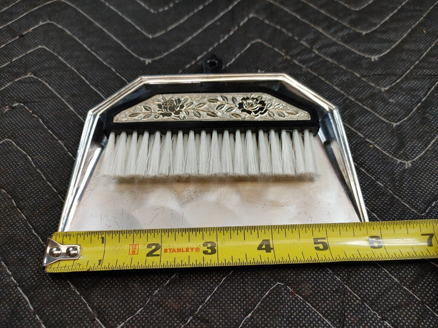 Vintage Japan Silver Plated Dust Pan & Brush Made In Japan Hand Finished