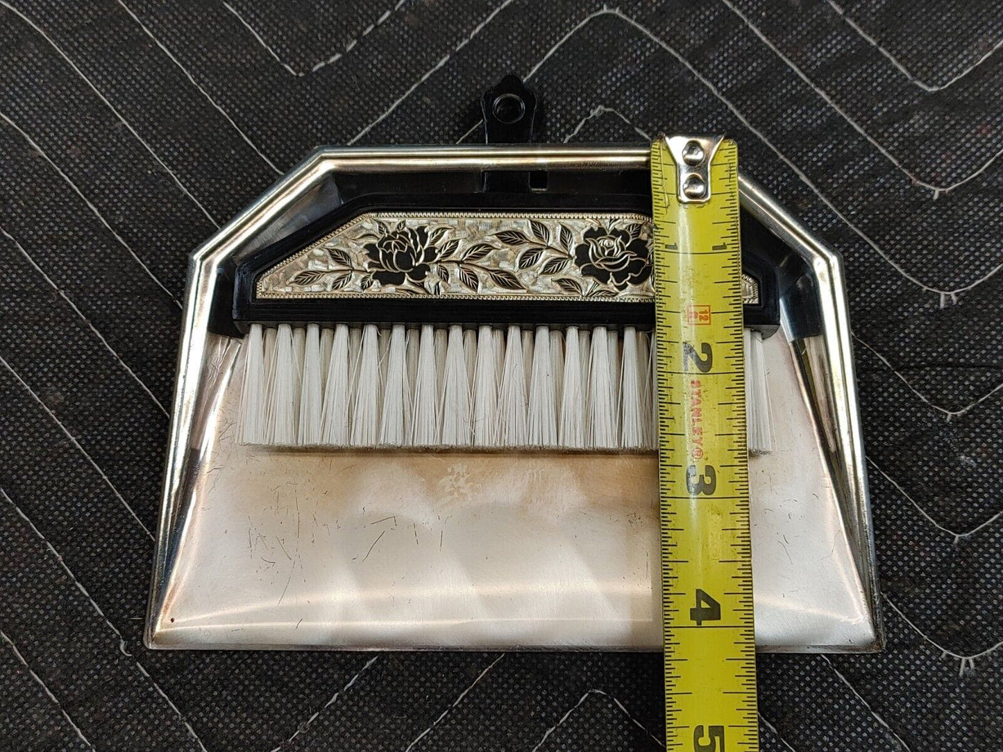 Vintage Japan Silver Plated Dust Pan & Brush Made In Japan Hand Finished