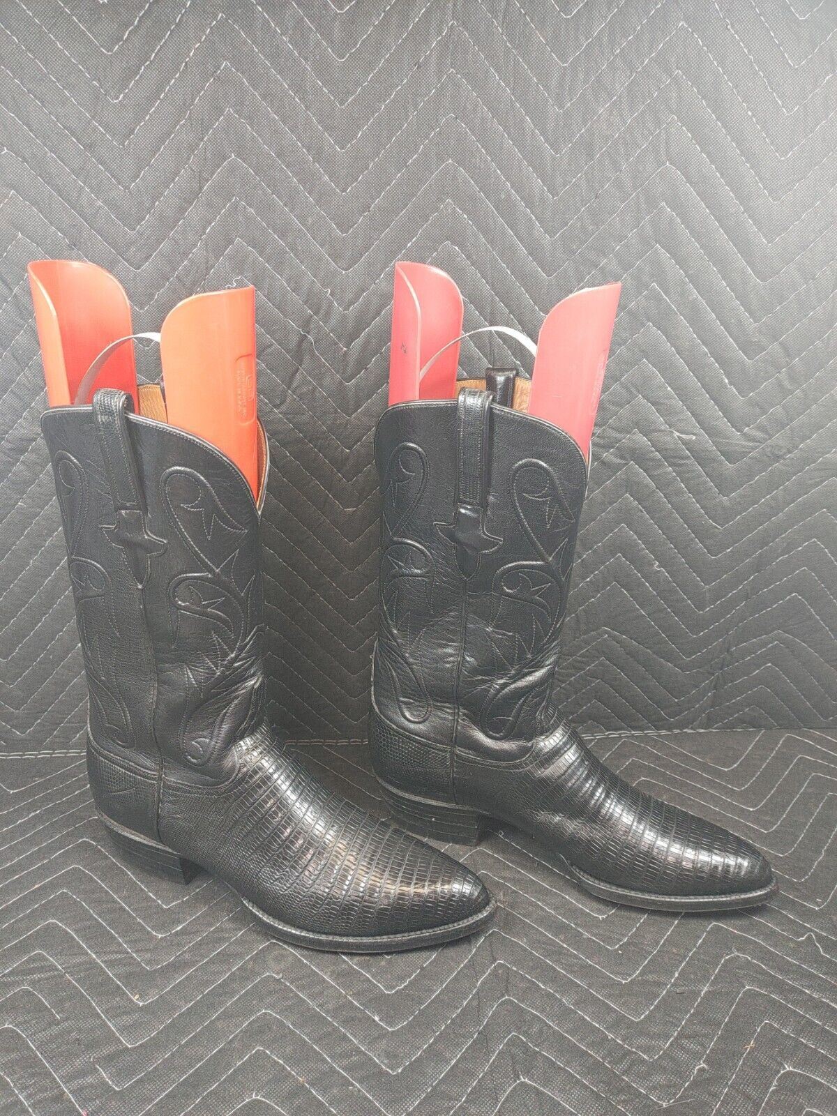 Lucchese Black Leather Boots Western Cowboy Men's 8.5 D L608303 USA Made