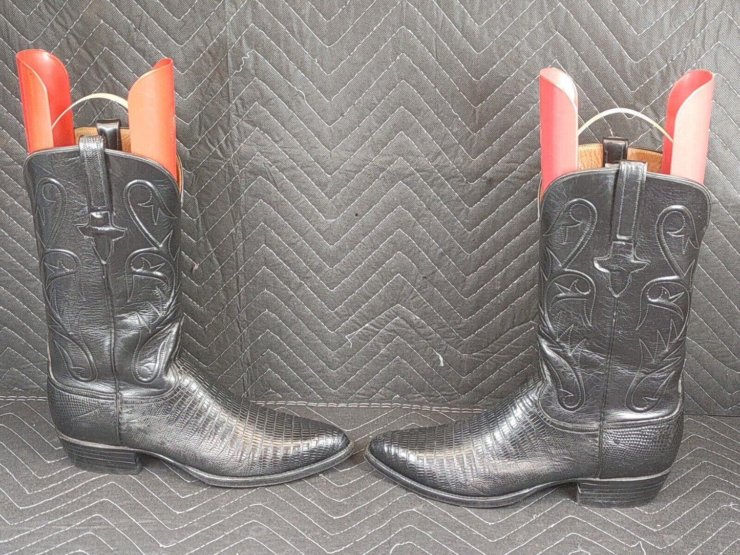 Lucchese Black Leather Boots Western Cowboy Men's 8.5 D L608303 USA Made