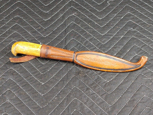 Vintage Finnish PUUKKO knife with sheath 5-7/8" blade 11" overall length