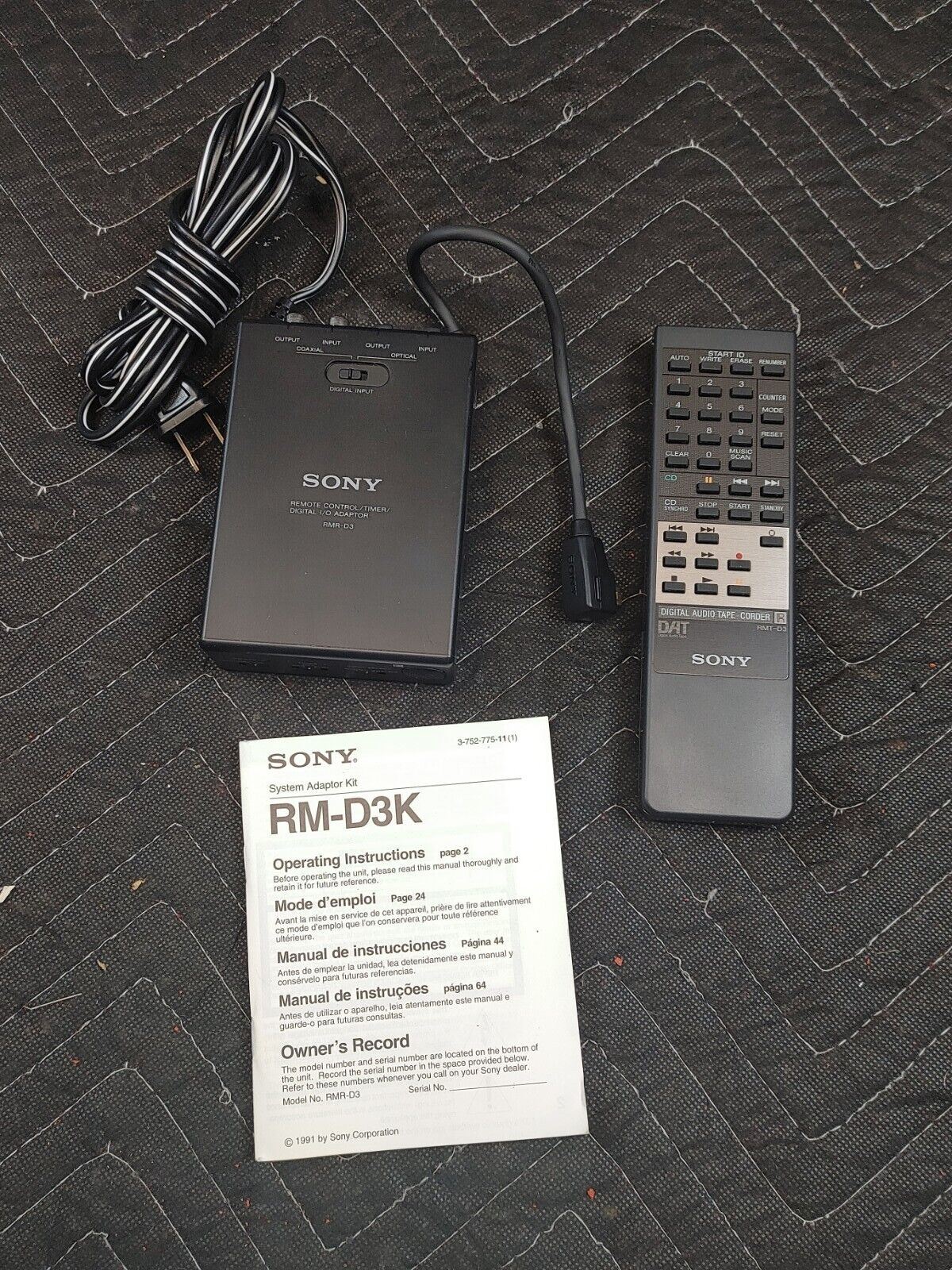 SONY RM-D3K Remote Control Timer Digital I/O Adaptor for DAT 