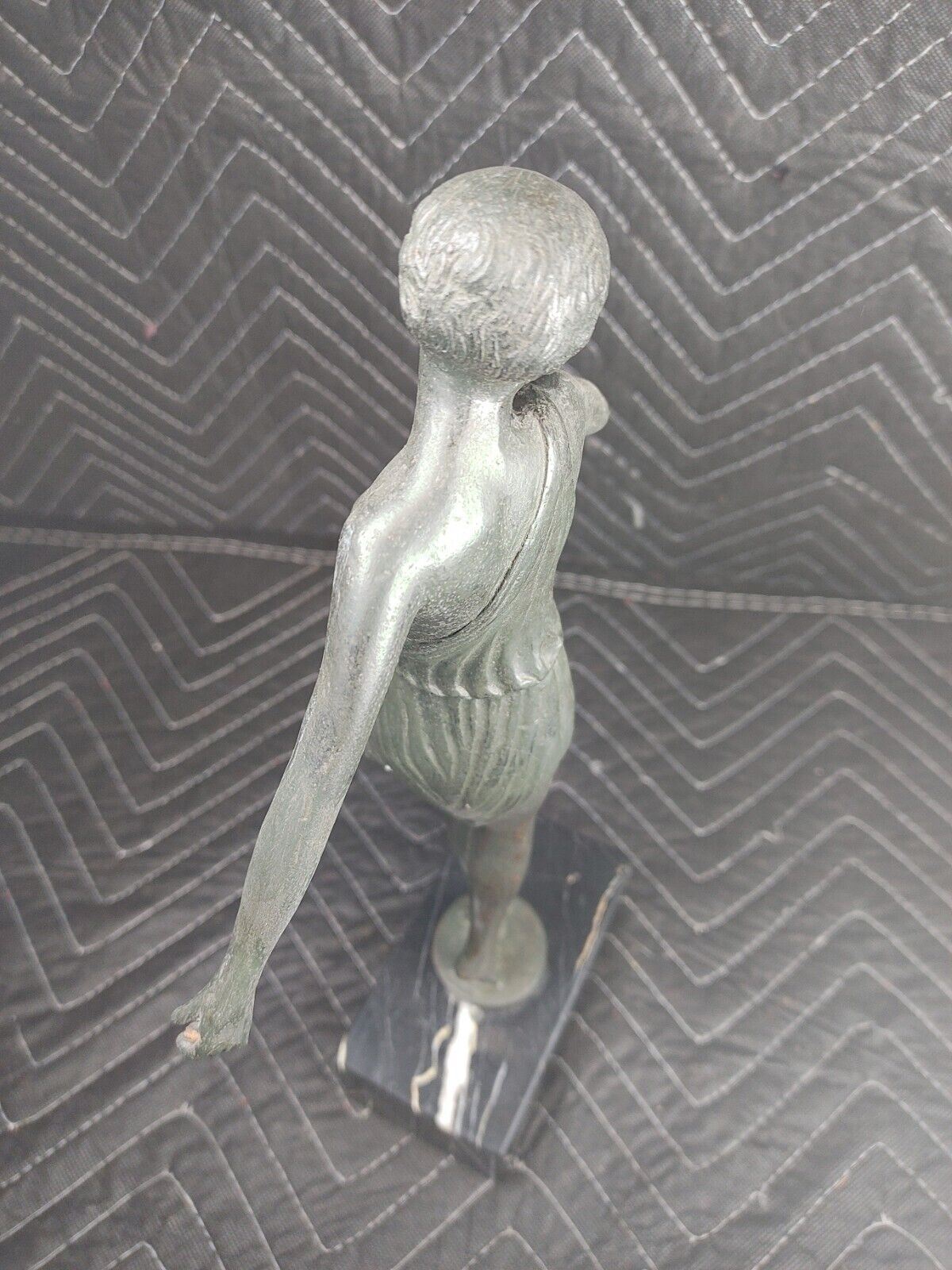 Art Deco Sculpture Woman Holding a Bow Archer Bronze Statue 15.5"