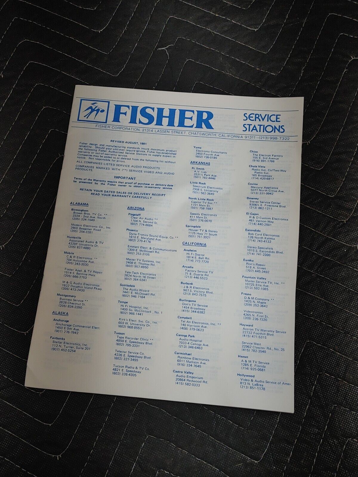 FISHER Vintage Stereo Boombox PH-463 Original Operating Instructions Manual