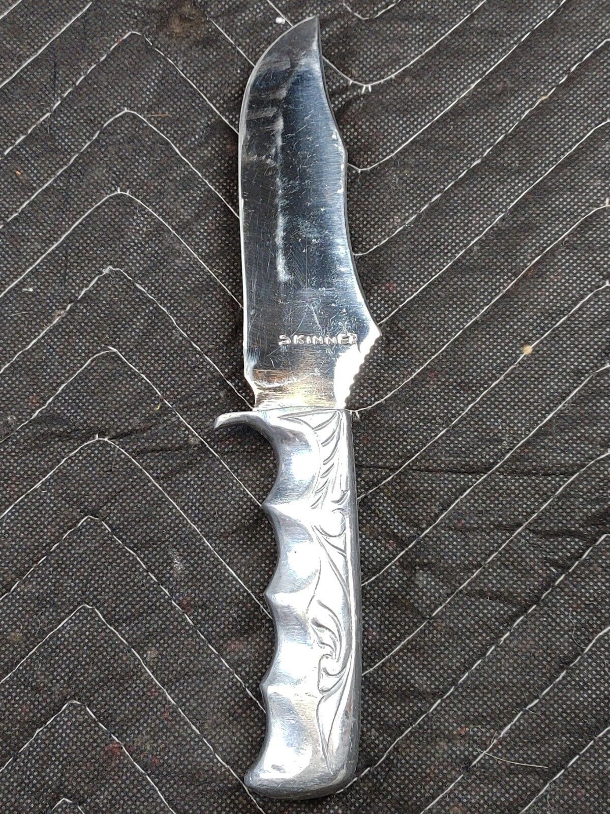 Custom Fixed 5" Blade Knife Multi-Stone Inlay 9" long, Stainless RD Skinner