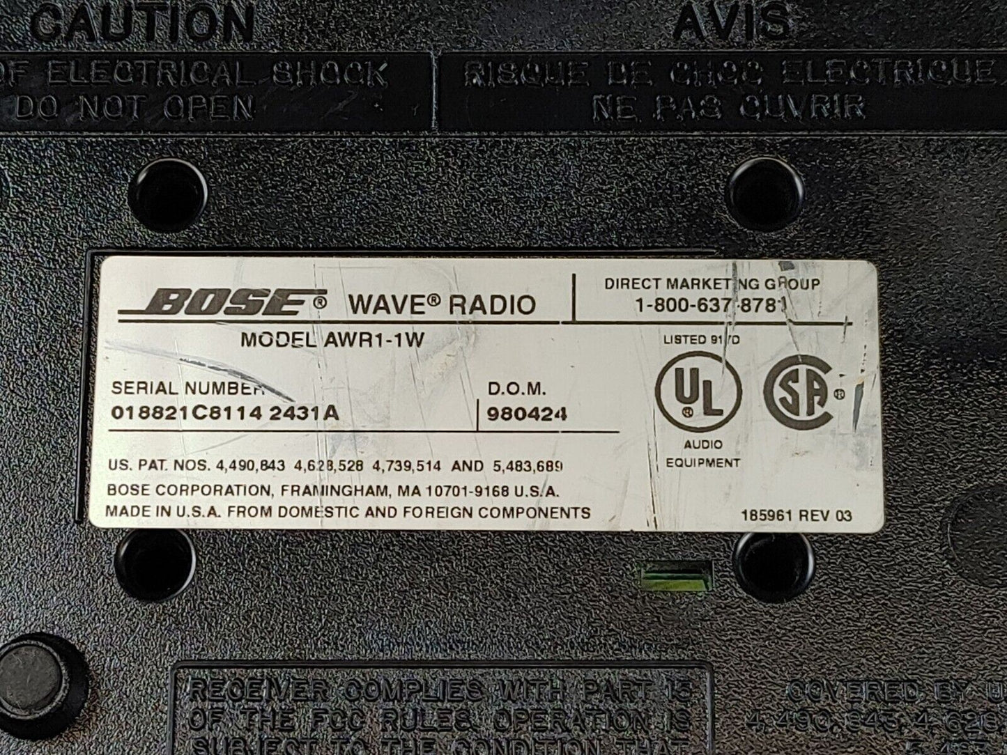 Bose Wave Radio Model AWR1-1W AM/FM Alarm Clock Stereo System
