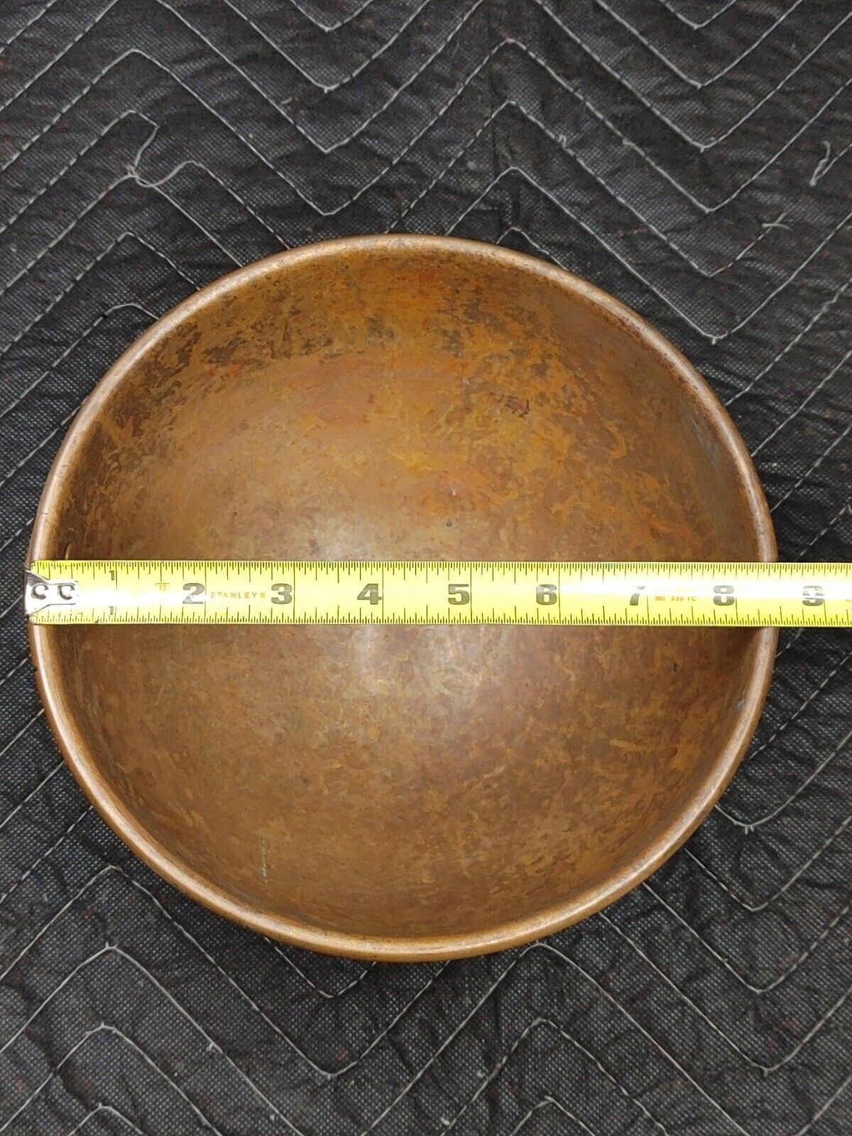 Vintage Copper Mixing Bowl Thick Heavy with Brass Ring Handle 8 1/2” England