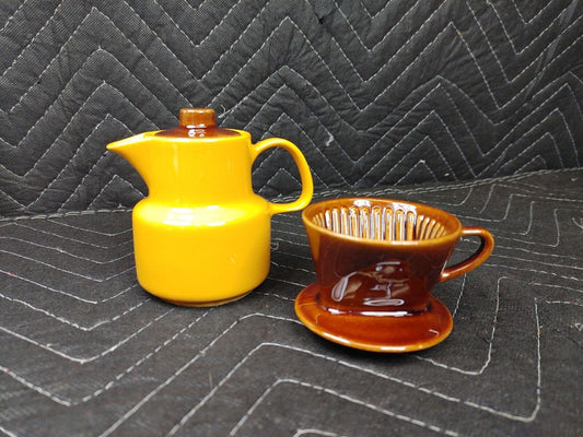 Vintage Ceramic Melitta Pour Over Drip Filter 3 Piece Coffee Maker Pot Kettle