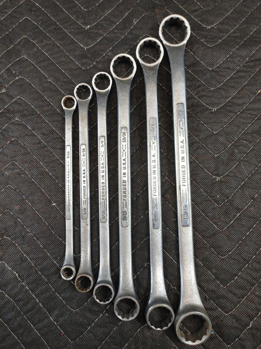 VINTAGE CRAFTSMAN =V= SERIES 6 PC DOUBLE BOX END WRENCH SET 3/8" -  1" USA V