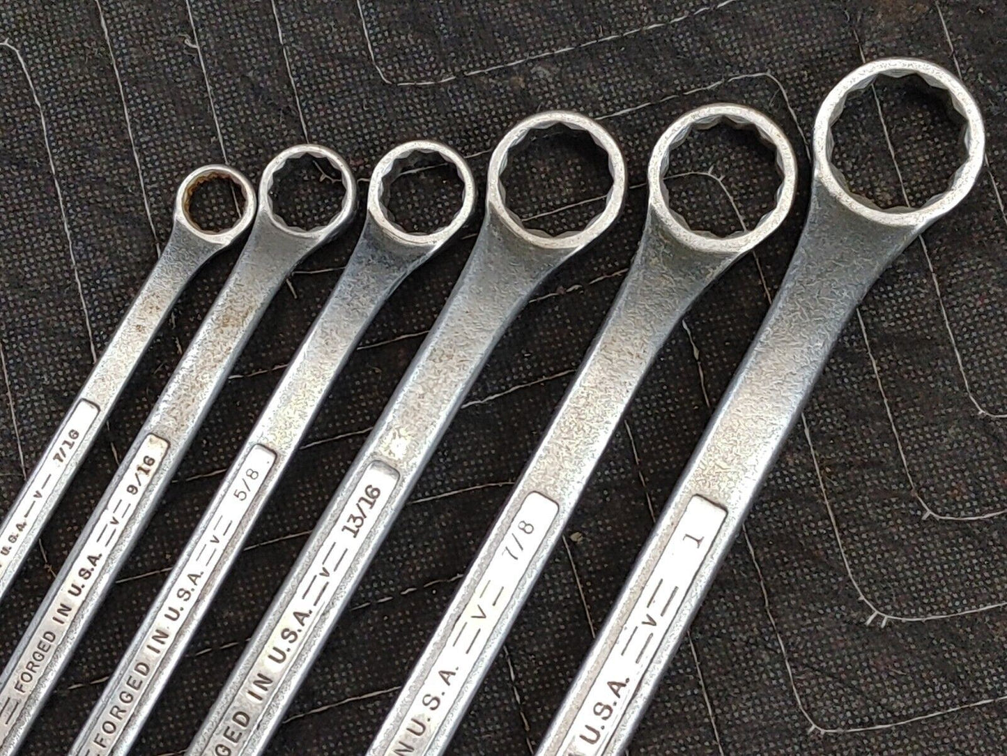 VINTAGE CRAFTSMAN =V= SERIES 6 PC DOUBLE BOX END WRENCH SET 3/8" -  1" USA V