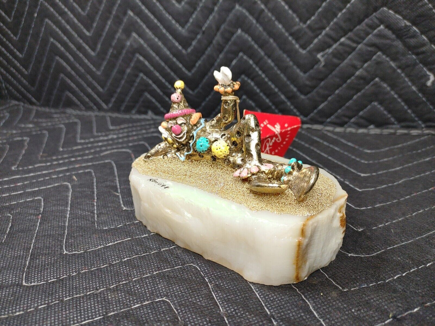 Ron Lee Clowns Brass / Metal Lounging Clown 1988, Signed By Artist Marble Base