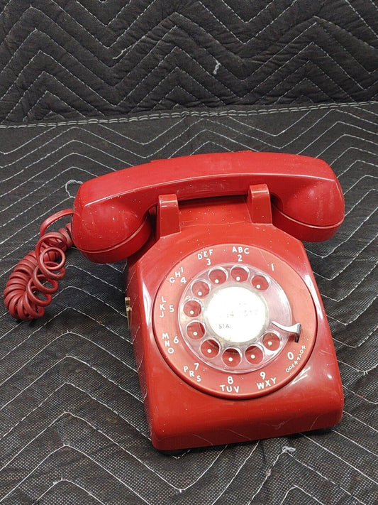 Vintage Bell System Western Electric Red Rotary Dial Desk Phone  # 500