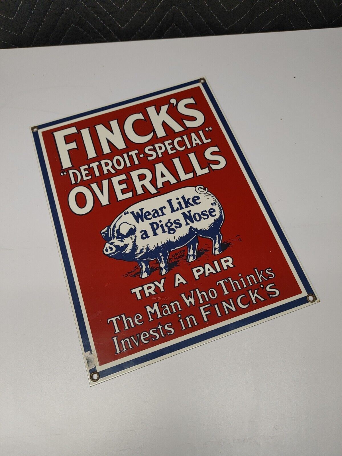 Porcelain Enameled Finck’s “Detroit Special” Overalls. Wears Like a Pigs Nose.