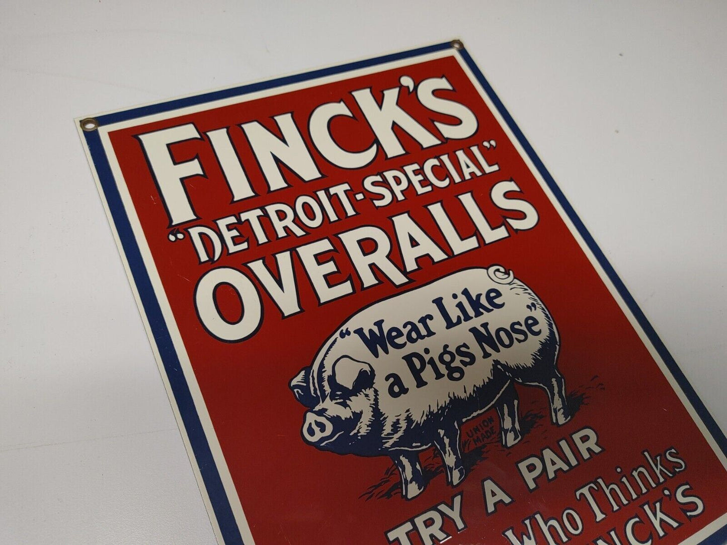 Porcelain Enameled Finck’s “Detroit Special” Overalls. Wears Like a Pigs Nose.