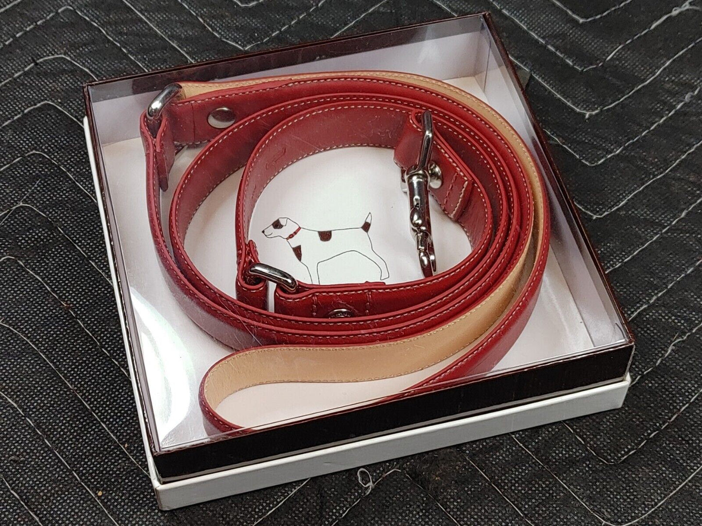 COACH RED LEATHER LARGE DOG LEASH -  NEW IN BOX