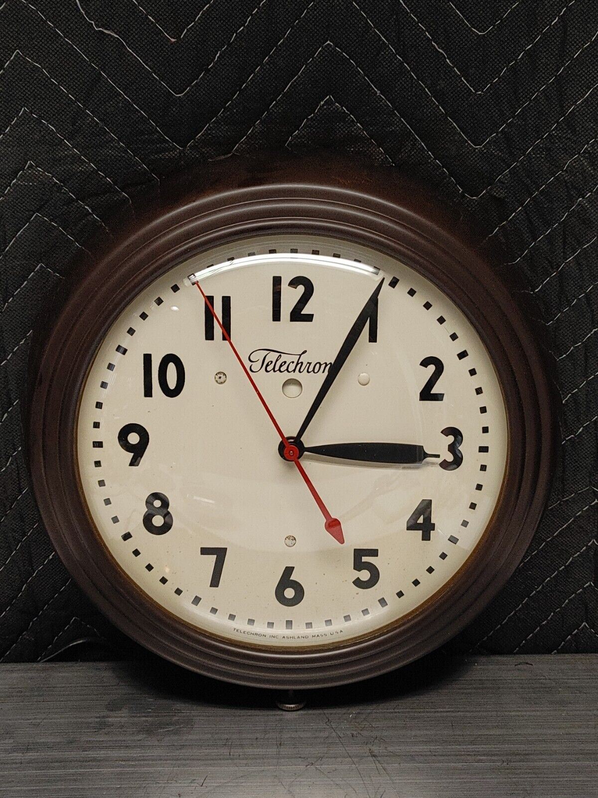Vintage Brown Telechron Model 1H1308 Wall Clock - Mechanically Restored