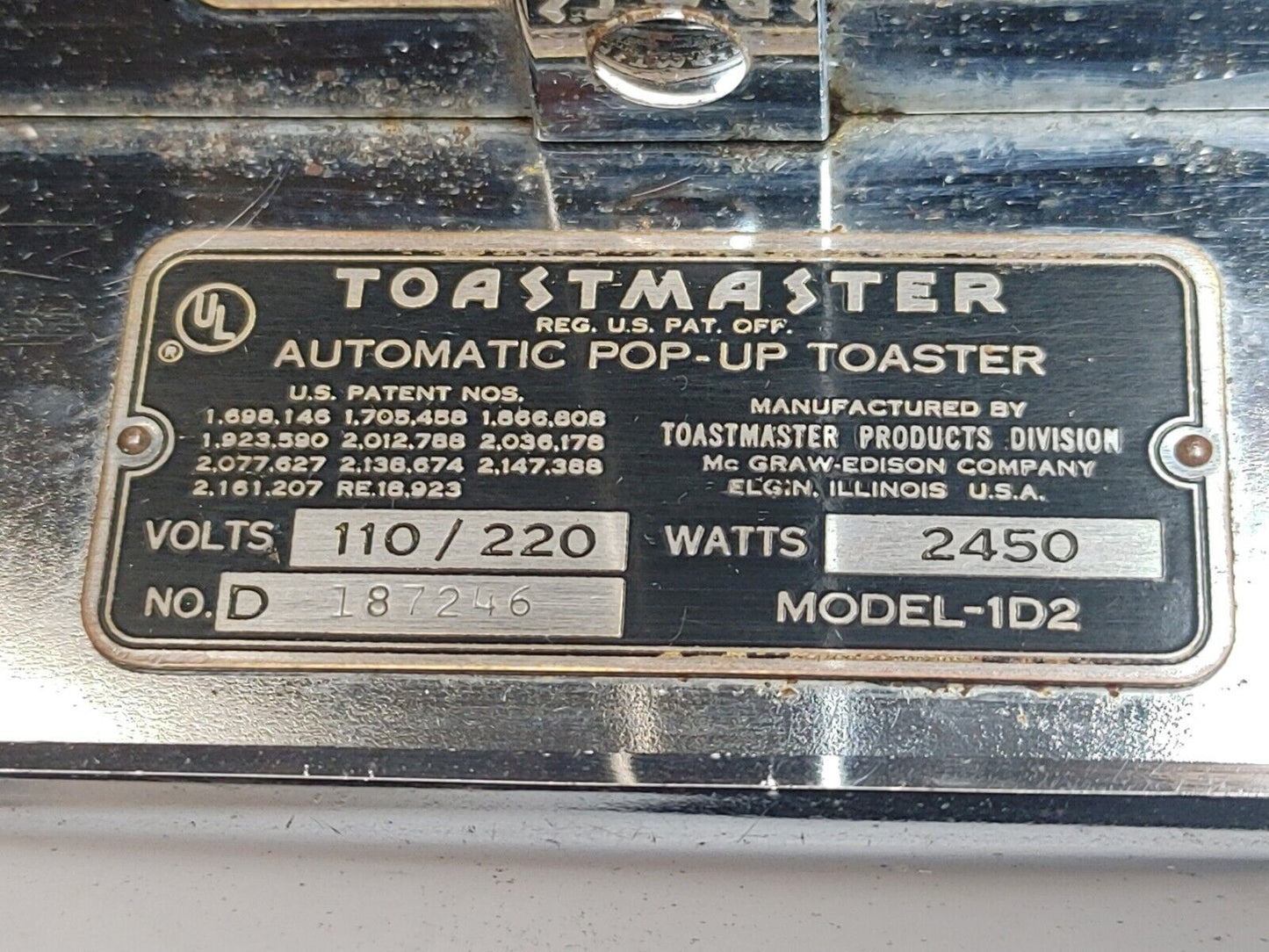 Toastmaster 1D2 Stainless Steel Commercial 4 Slice Toaster 110 220 Vintage Diner