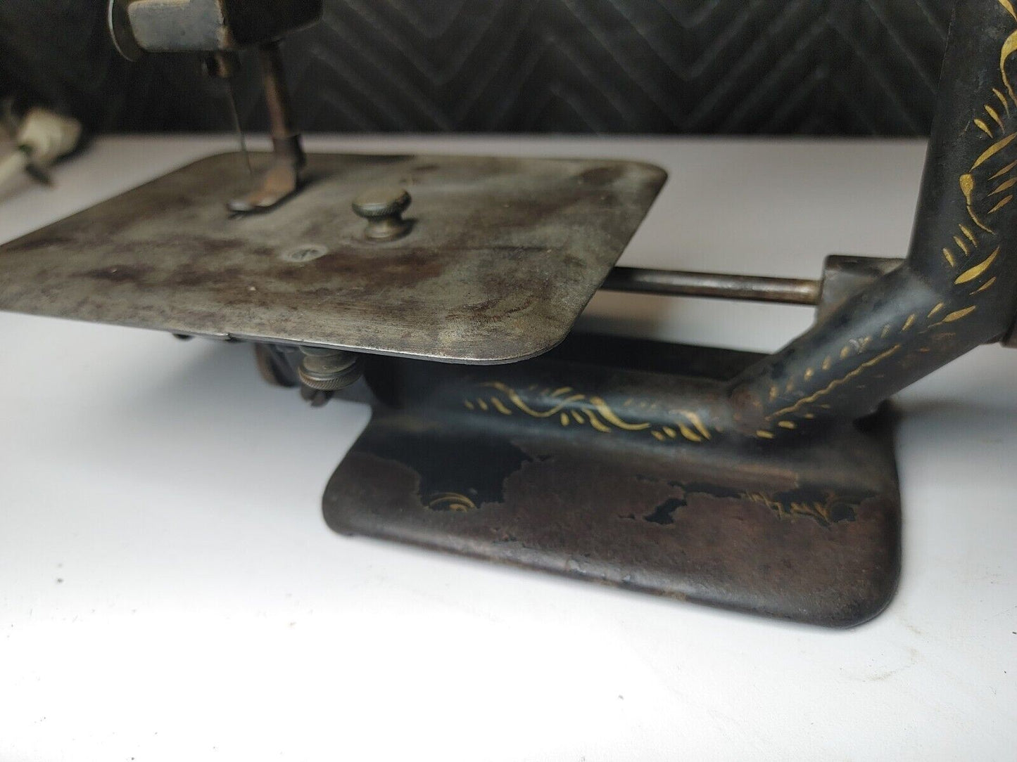 1870-80 Johnson Clark Gold Medal Octagonal Antique Cast Iron Sewing Machine RARE