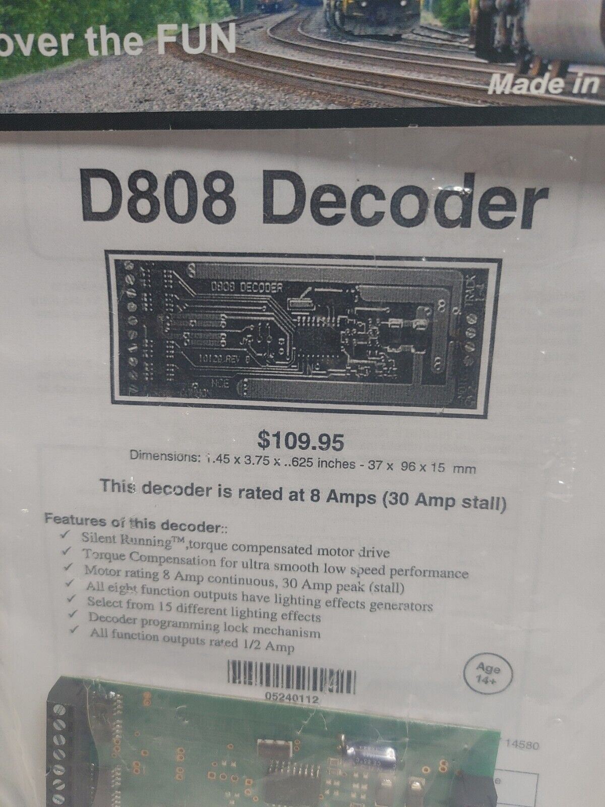 NCE 0112 D808-SR DECODER 8-FUNCTION 8 AMP - New in Package