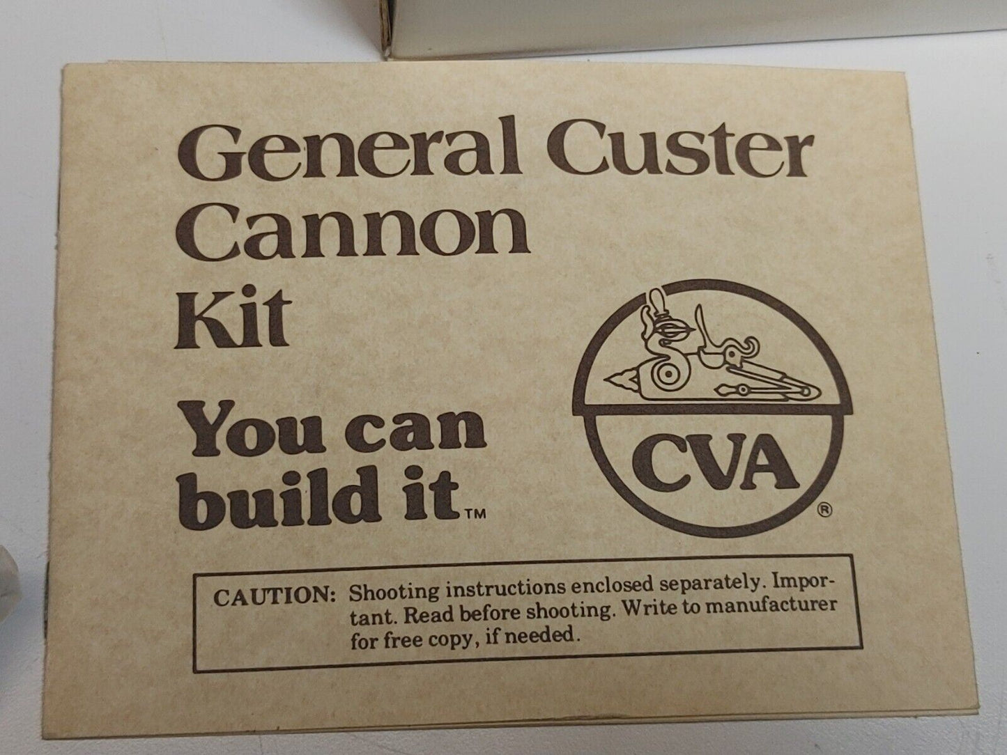 NOS GENERAL CUSTER - CANNON KIT CONNECTICUT VALLEY ARMS CVA 1980 (Rare Model)