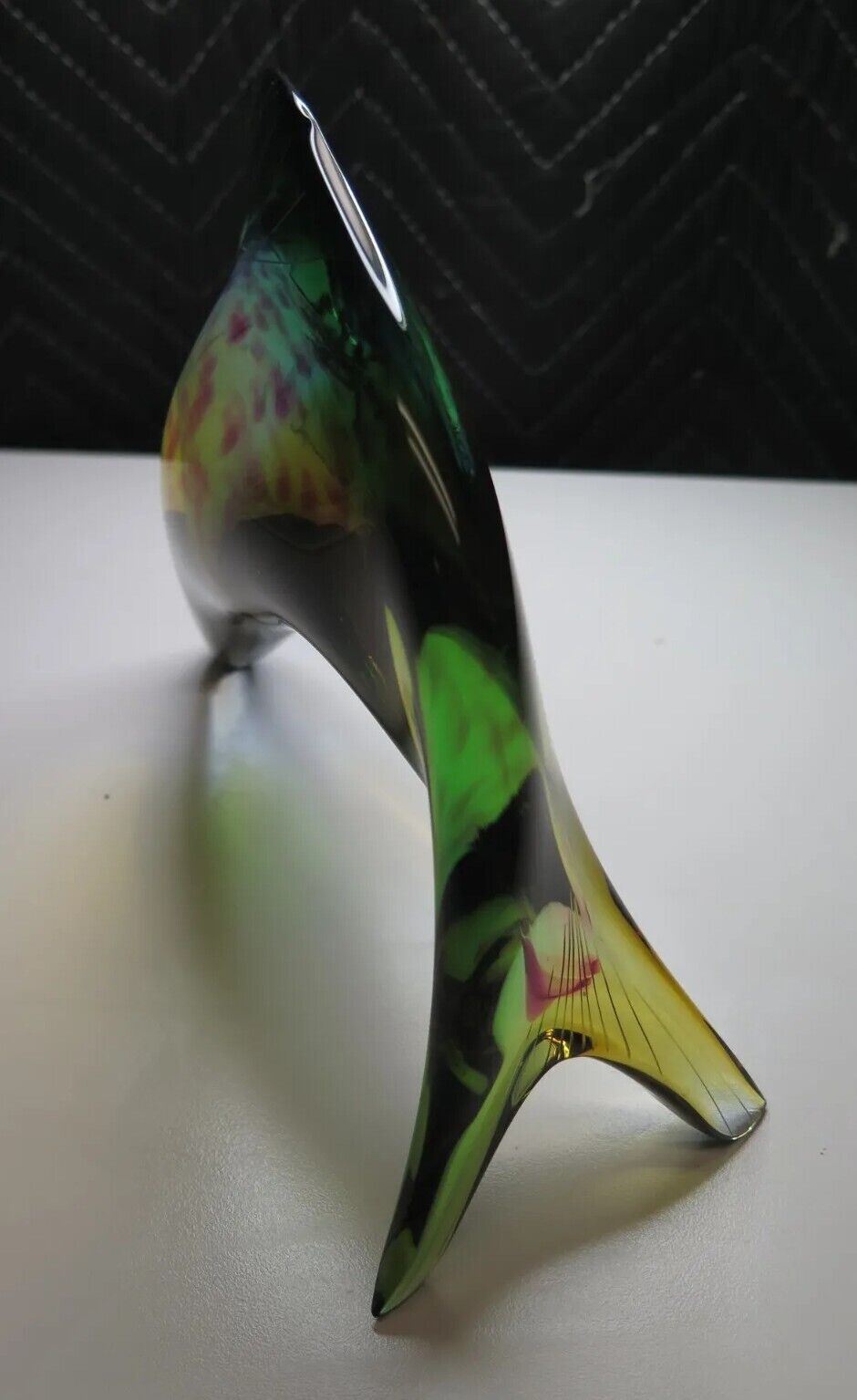 Signed EXBOR Glass Fish Sculpture J Rozinek & S Honzik Czechoslovakia Vintage