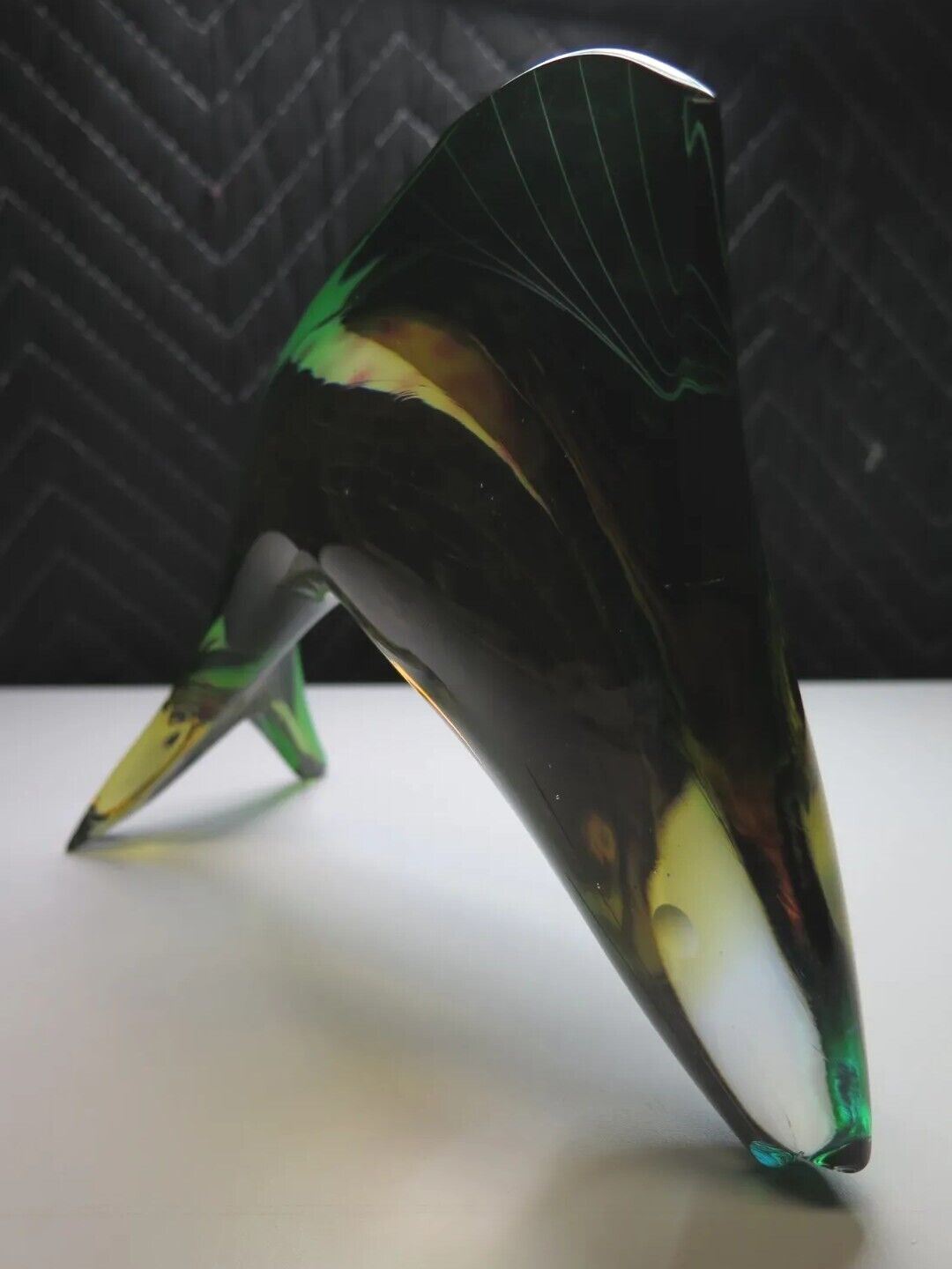 Signed EXBOR Glass Fish Sculpture J Rozinek & S Honzik Czechoslovakia Vintage