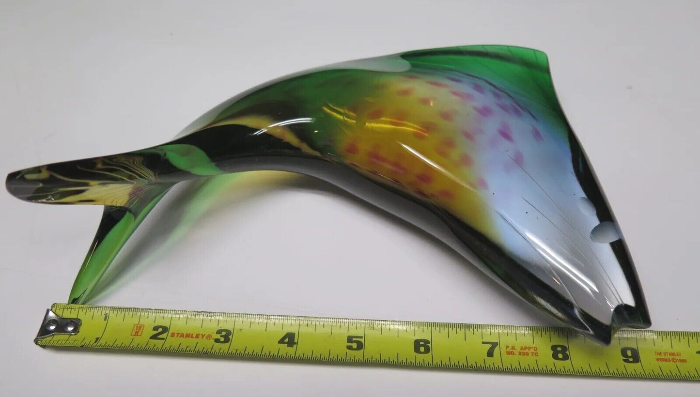 Signed EXBOR Glass Fish Sculpture J Rozinek & S Honzik Czechoslovakia Vintage