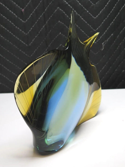 EXBOR Bohemian Art Glass Large FISH Sculpture Figurine Angelfish