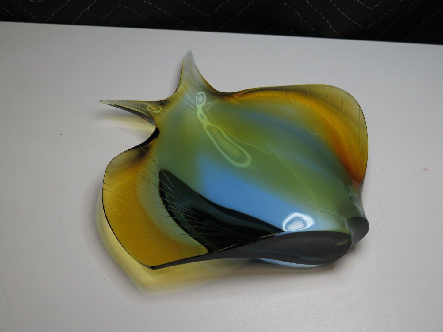 EXBOR Bohemian Art Glass Large FISH Sculpture Figurine Angelfish