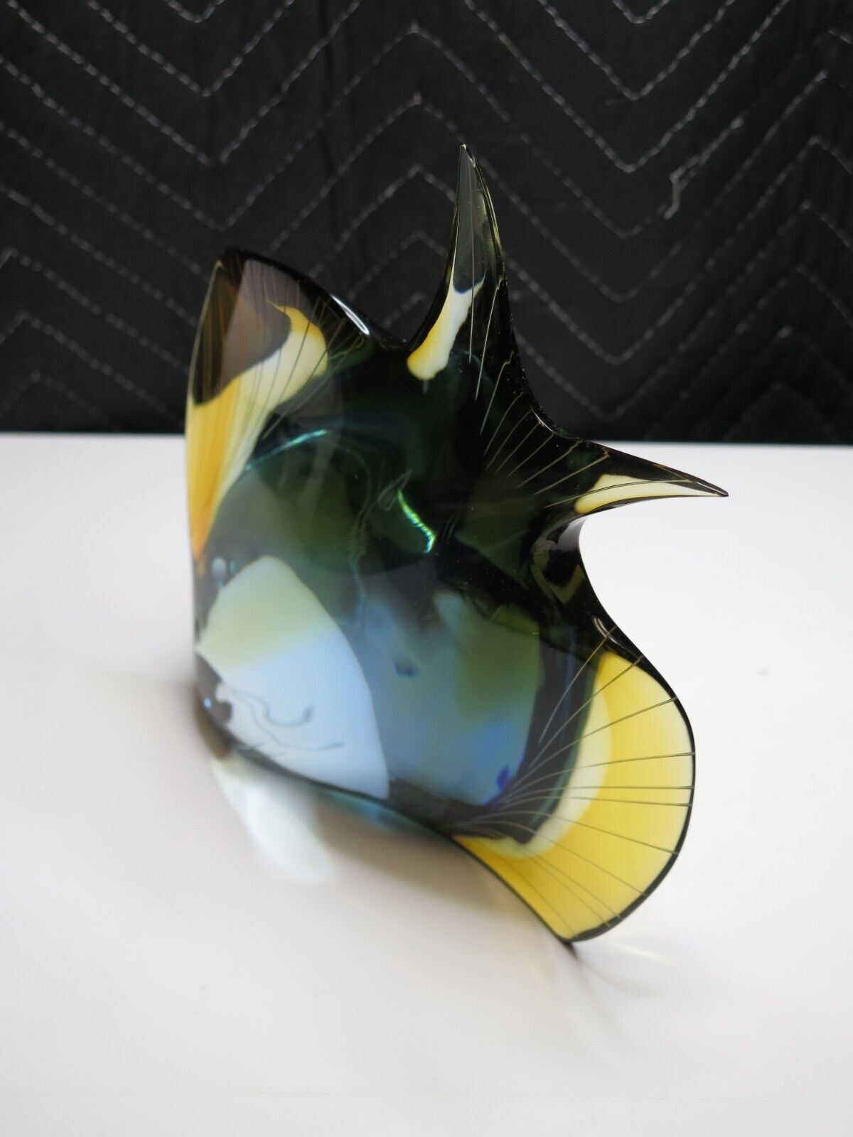 EXBOR Bohemian Art Glass Large FISH Sculpture Figurine Angelfish