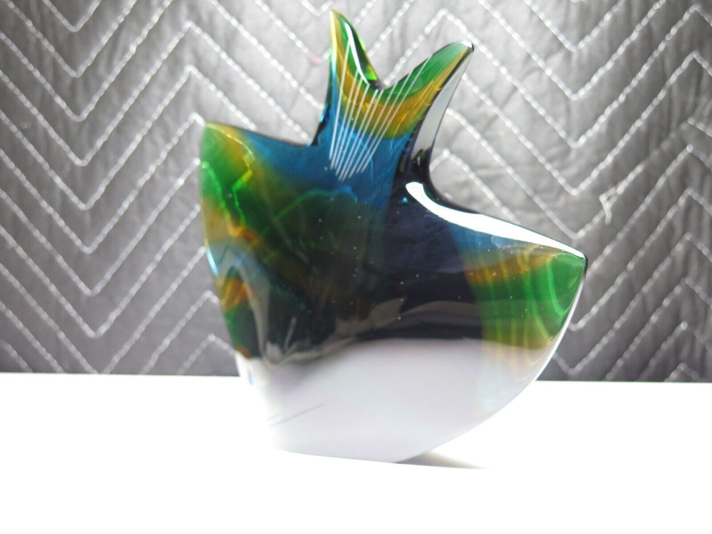 EXBOR Bohemian Art Glass Large FISH Sculpture Figurine Scalare Angelfish