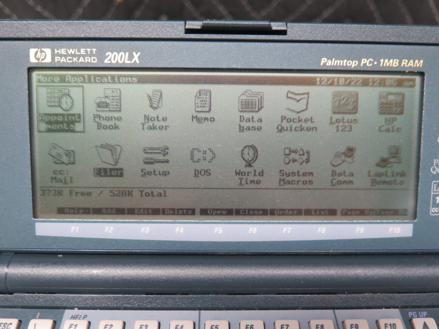 Hewlett Packard HP 200LX Palmtop PC 1MB RAM - Working