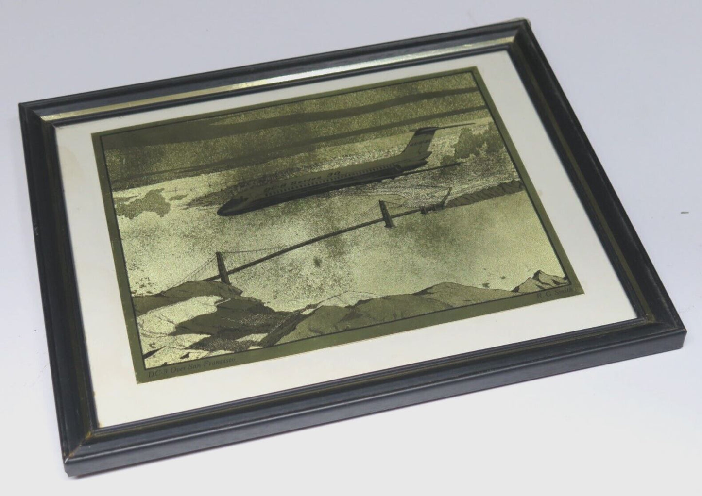 McDonnell Douglas DC-9 Series 30 Airplane Gold Etching by R.G. Smith Vintage