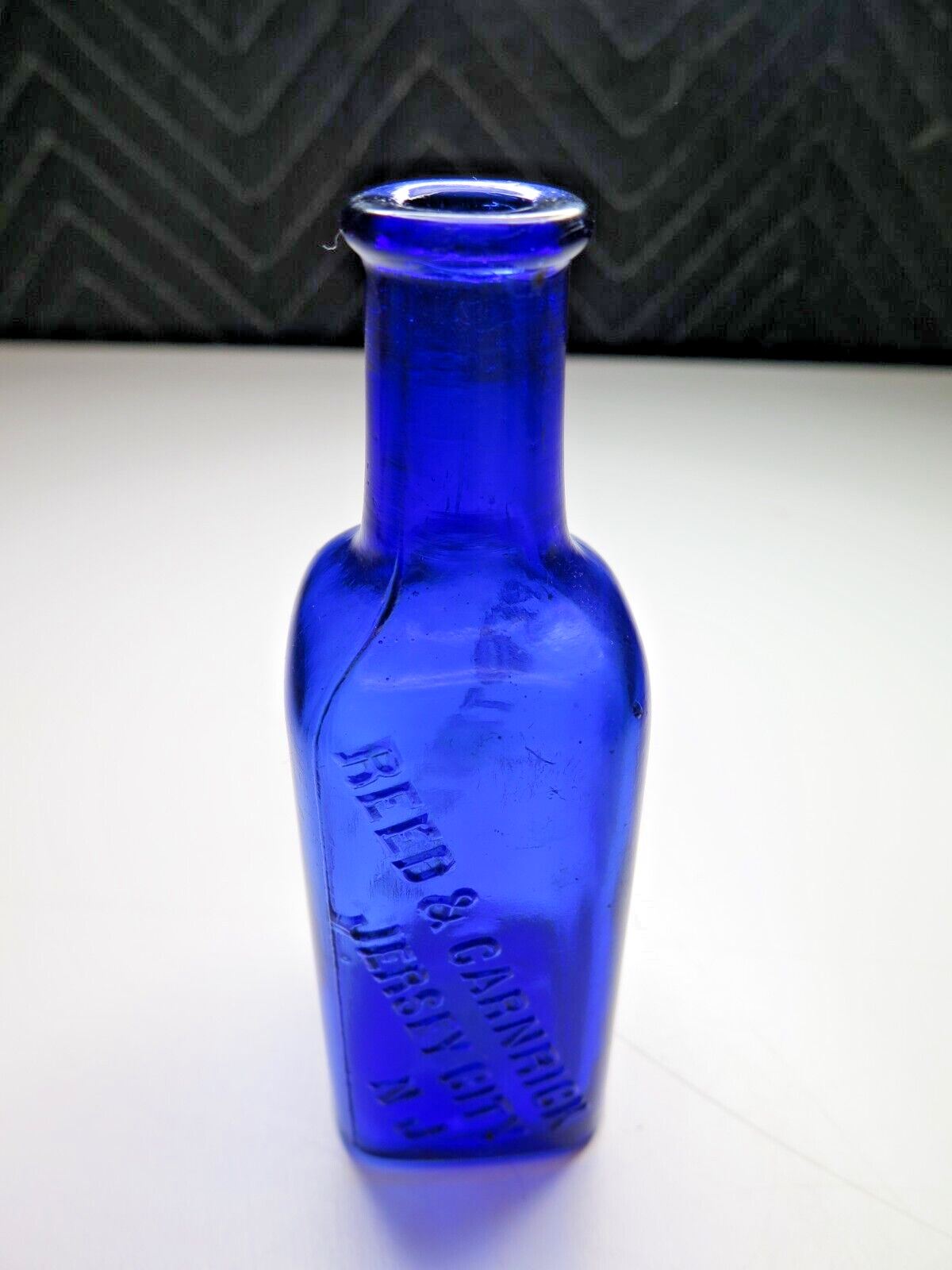 NICE COBALT BLUE PEPTENZYME MEDICINE BOTTLE JERSEY CITY, NJ 1905 ERA