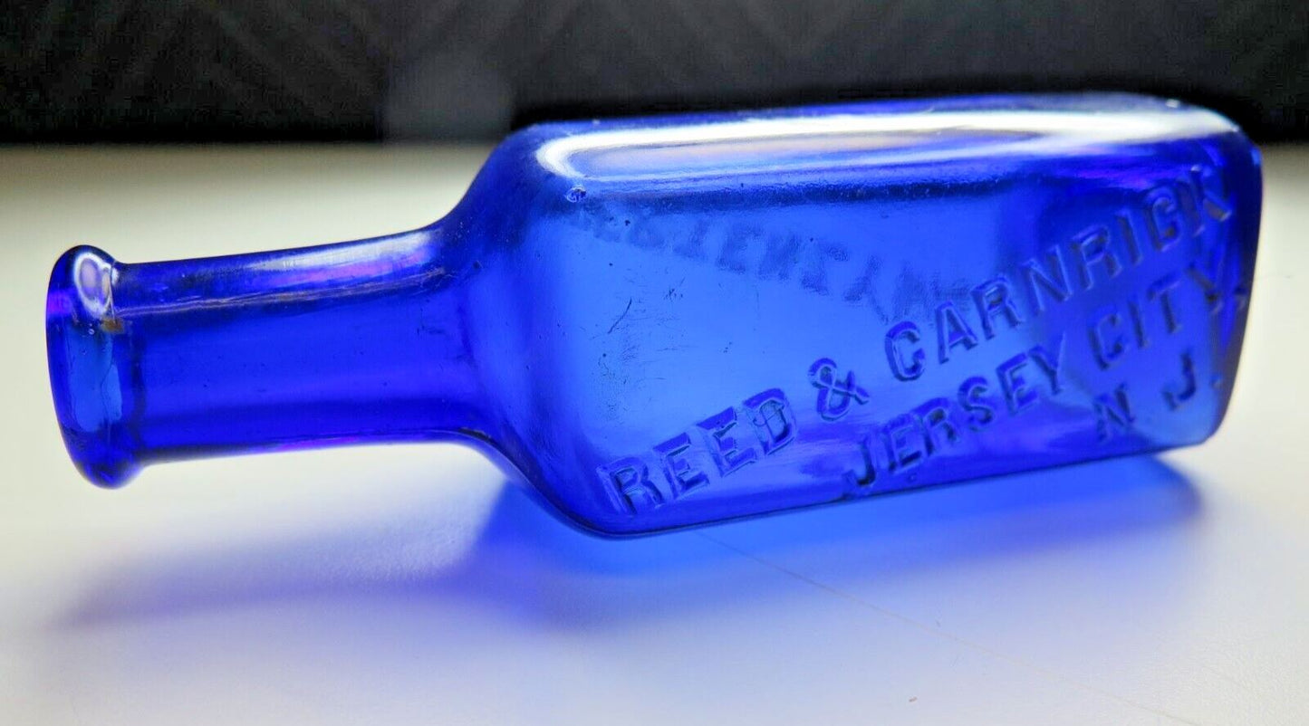 NICE COBALT BLUE PEPTENZYME MEDICINE BOTTLE JERSEY CITY, NJ 1905 ERA