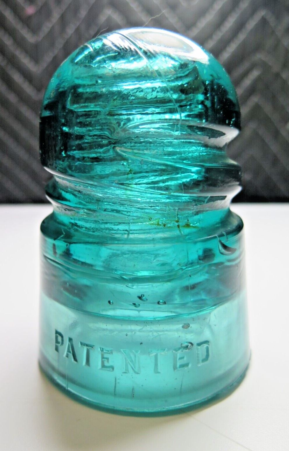 Brookfield Aqua Colored Glass Insulator - Patented Oct 8th 1907