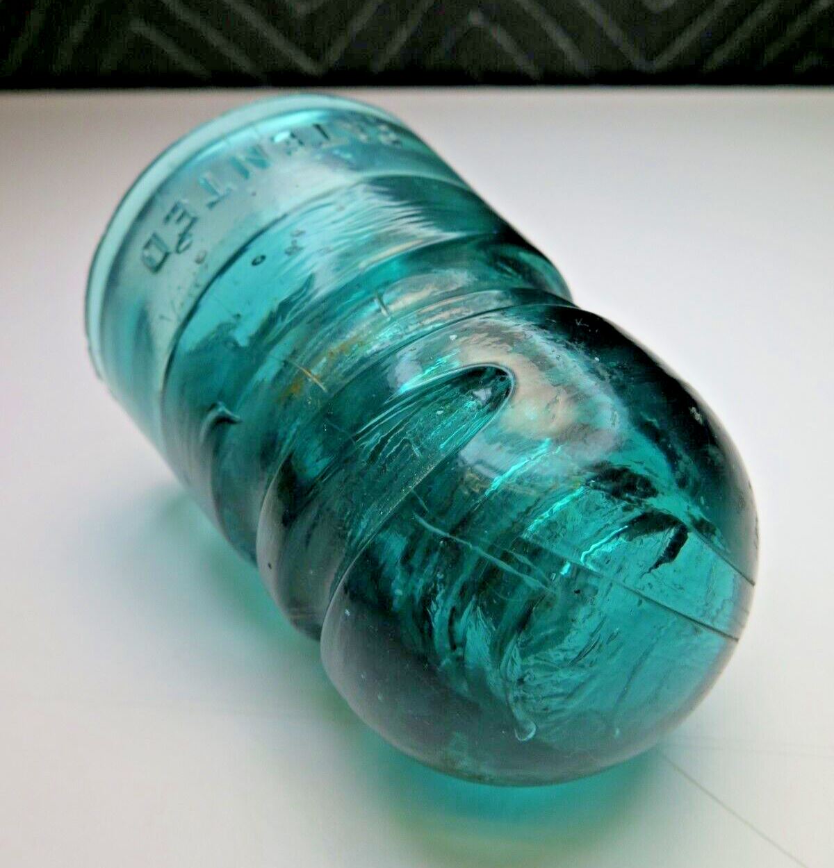 Brookfield Aqua Colored Glass Insulator - Patented Oct 8th 1907