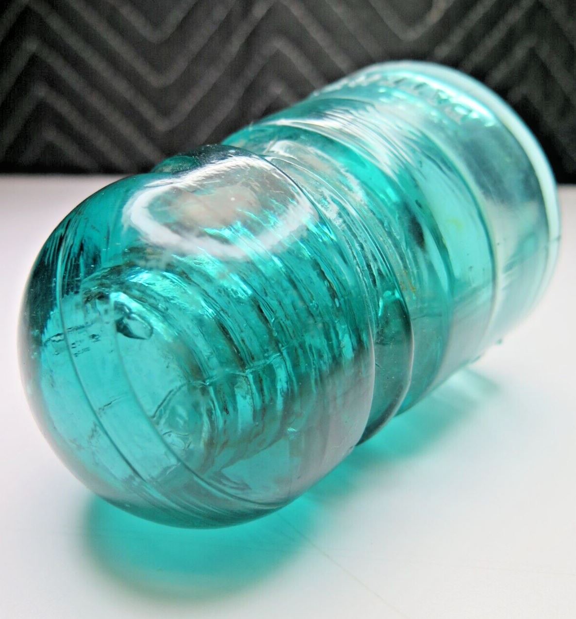 Brookfield Aqua Colored Glass Insulator - Patented Oct 8th 1907