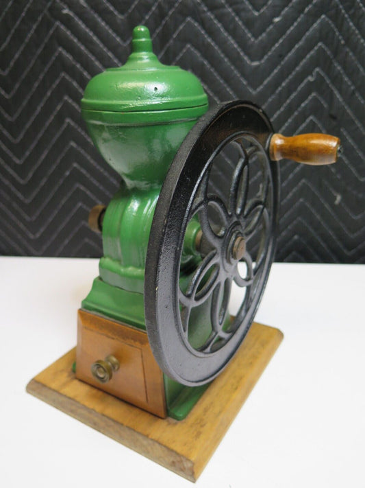 Cast Iron Hand Crank Wheel Manual Coffee Grinder Mill - Green