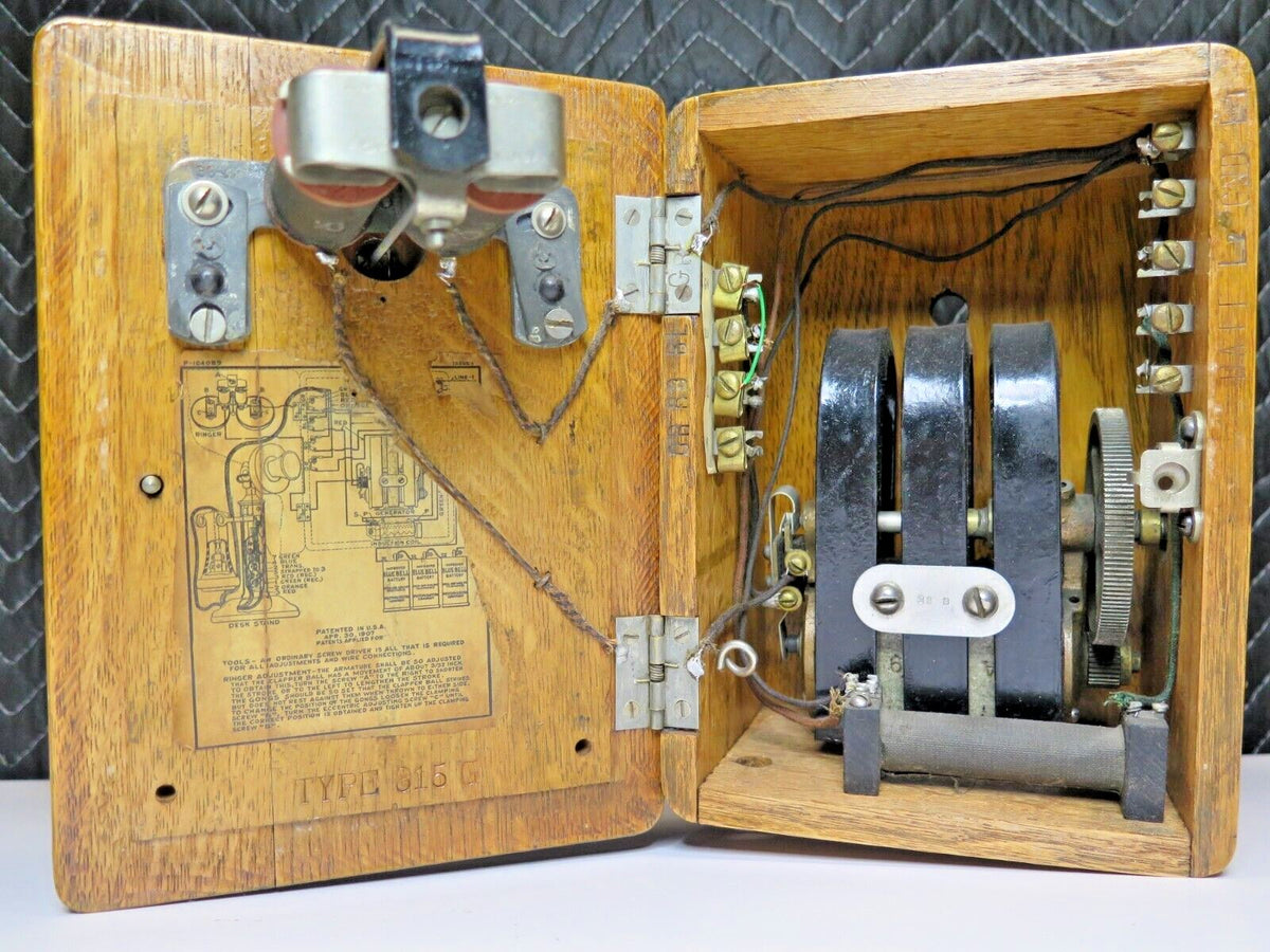 Western Electric Line Ringer Antique Western Electric Telephone Type 315 G Magneto Crank Oak Ringer ...