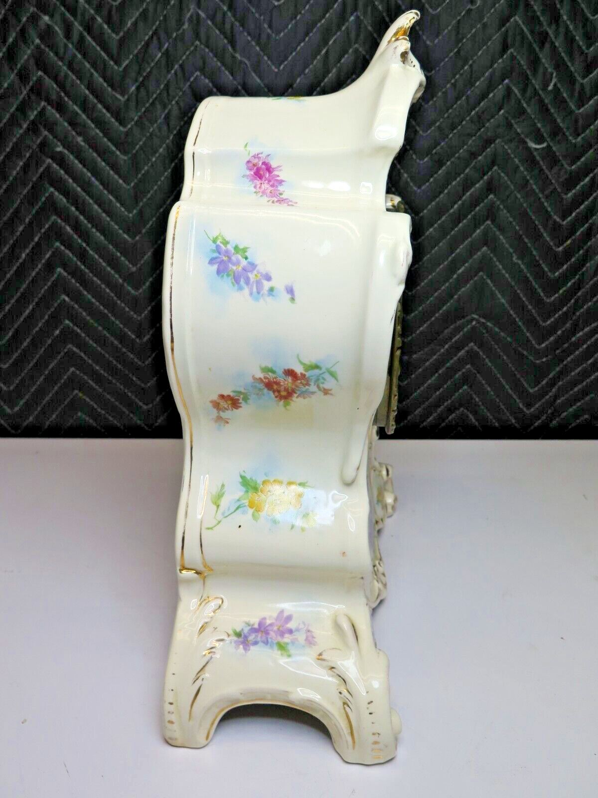 Antique Royal Bonn Ansonia Floral Ceramic Clock Open Escapement – ineedths