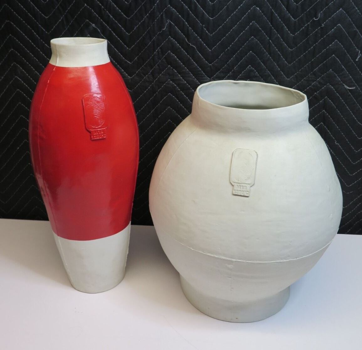 Koninklijke Tichelaar Makkum Big White Pot and Red/White Vase by Hella Jongerius