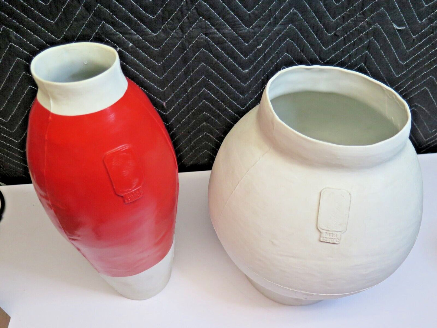 Koninklijke Tichelaar Makkum Big White Pot and Red/White Vase by Hella Jongerius