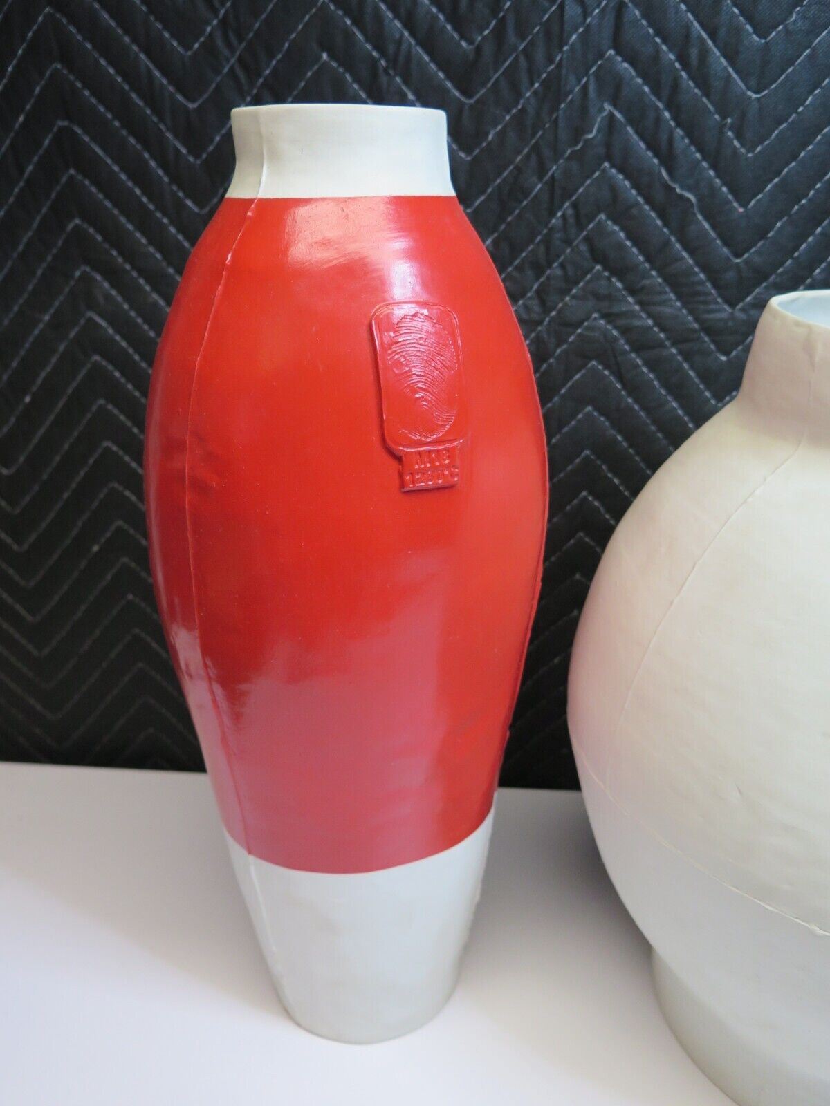 Koninklijke Tichelaar Makkum Big White Pot and Red/White Vase by Hella Jongerius