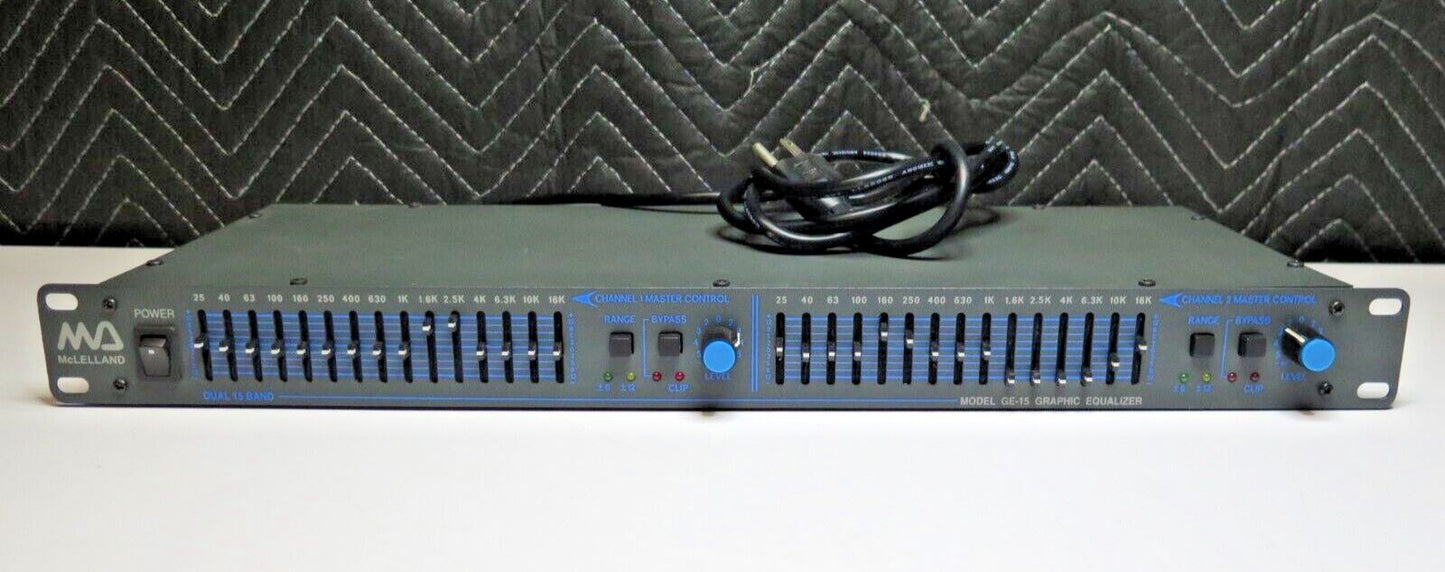 McLelland GE-15 Dual 15 Band Graphic Equalizer Rack Mount - XLR / RCA