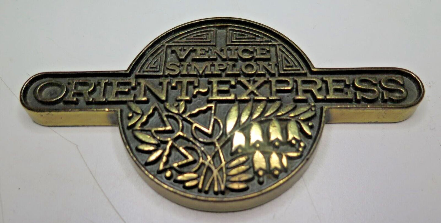 VENICE SIMPLON ORIENT EXPRESS SOLID BRASS BADGE EMBLEM PAPERWEIGHT FELT BACKING