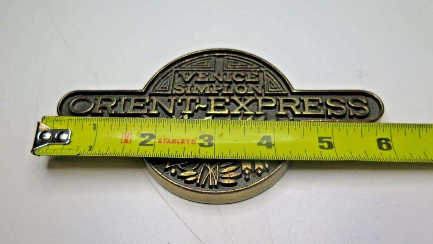 VENICE SIMPLON ORIENT EXPRESS SOLID BRASS BADGE EMBLEM PAPERWEIGHT FELT BACKING