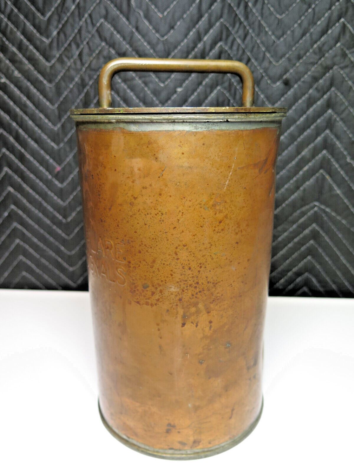 HAND RED FLARE DISTRESS SIGNAL COPPER CANISTER WWII NAVAL 1940 NAUTICAL LIFEBOAT