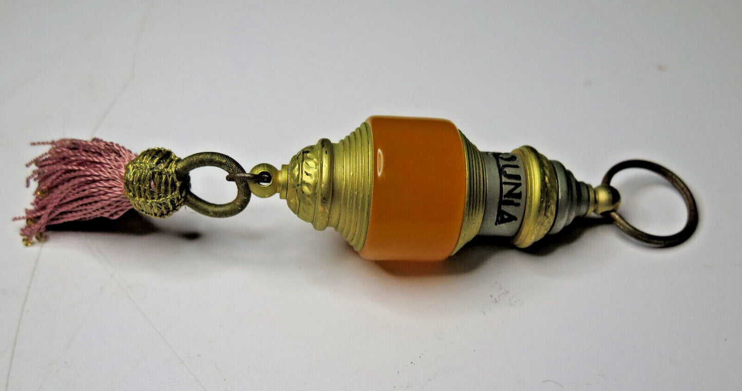 VINTAGE HOTEL BRASS / AMBER  KEYTAG "LA MAMOUNIA" MARRAKECH MOROCCO w/ TASSEL