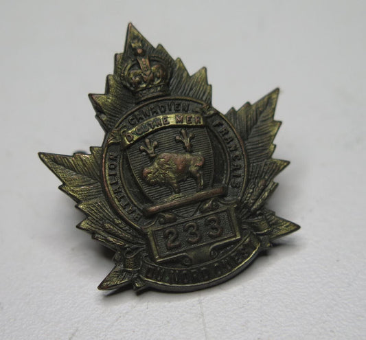 ORIGINAL WW1 CANADIEN FRANCAIS 233RD INFANTRY BATTALION COLLAR BADGE - Canadian